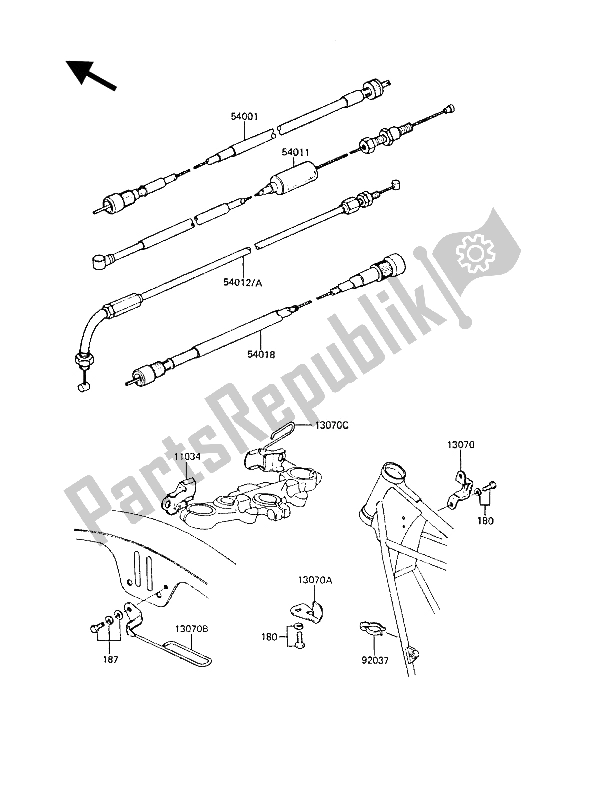 All parts for the Cables of the Kawasaki Z 1300 1987