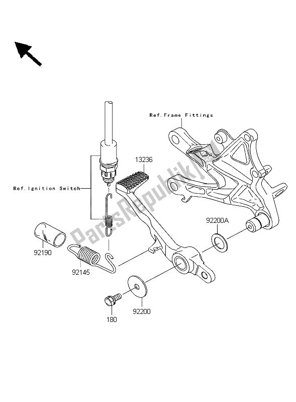 Toutes les pièces pour le Pédale De Frein du Kawasaki Ninja ZX 10R 1000 2006