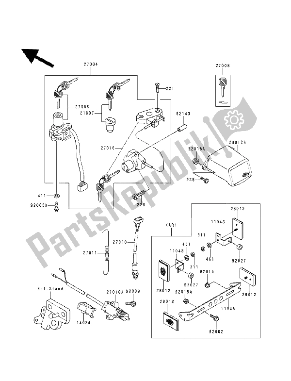 All parts for the Ignition Switch of the Kawasaki ZXR 400 1994