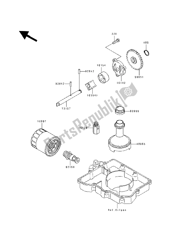 All parts for the Oil Pump of the Kawasaki ZXR 400 1992