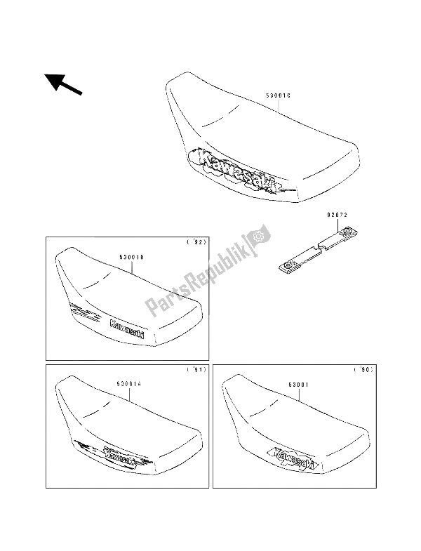 Wszystkie części do Siedzenie Kawasaki KX 60 1990