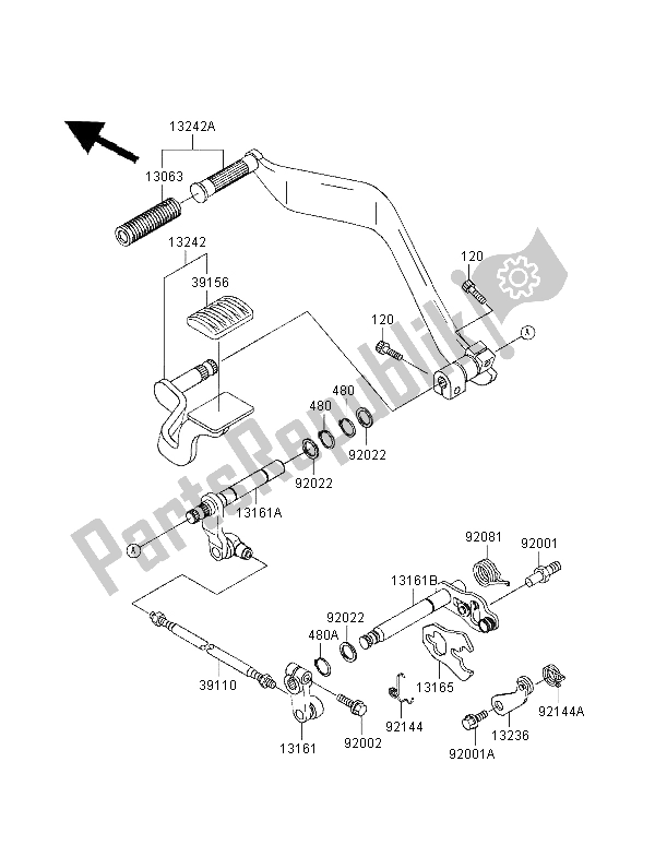 All parts for the Gear Change Mechanism of the Kawasaki VN 1500 Classic 1998