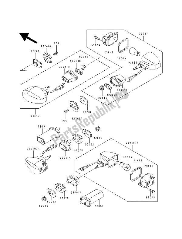 Tutte le parti per il Segnale Di Svolta del Kawasaki ZXR 750 1992