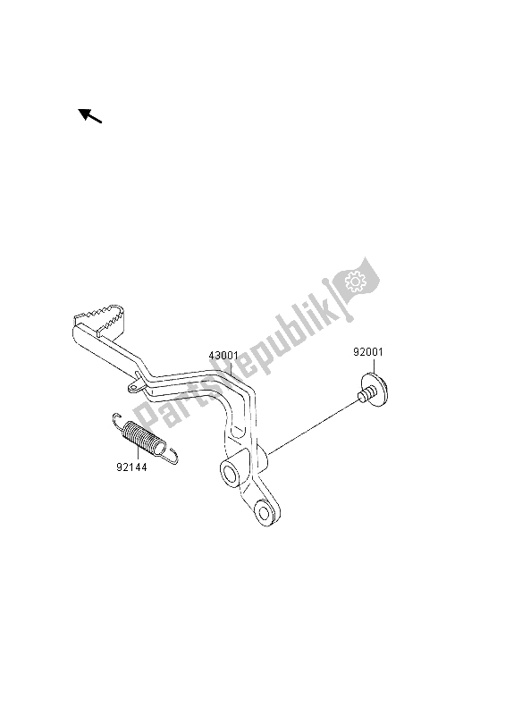 Alle onderdelen voor de Rempedaal van de Kawasaki KX 80 SW LW 1997