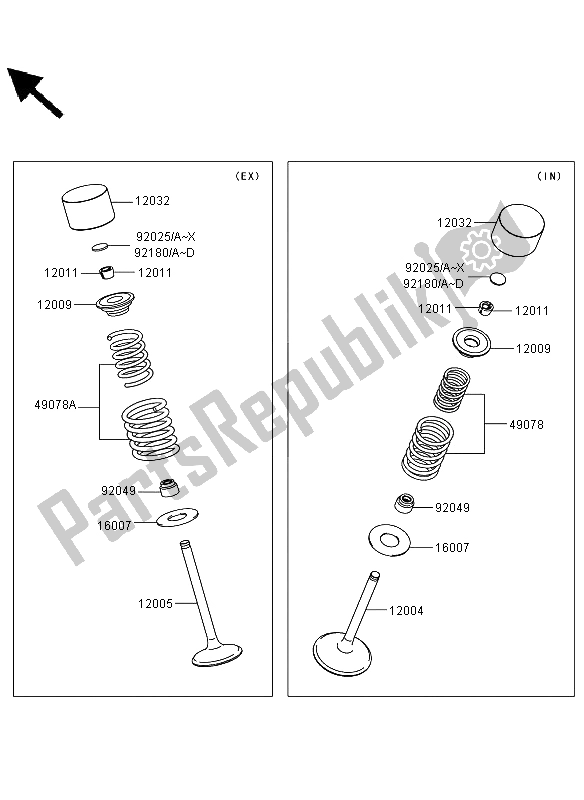 All parts for the Valve(s) of the Kawasaki KLX 450R 2012