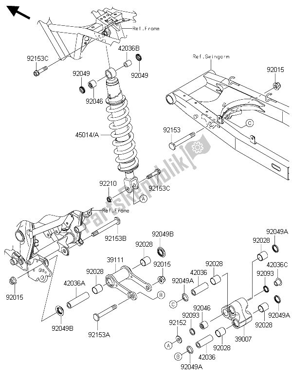 Tutte le parti per il Sospensione E Ammortizzatore del Kawasaki KLX 125 2015