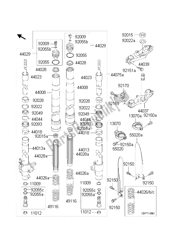 All parts for the Front Fork of the Kawasaki KX 85 LW 2002