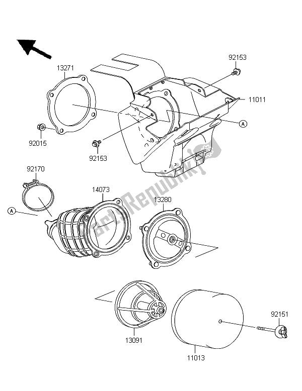 Alle onderdelen voor de Luchtfilter van de Kawasaki KX 65 2009