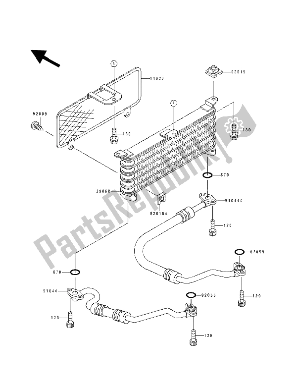 All parts for the Oil Cooler of the Kawasaki ZXR 400 1993