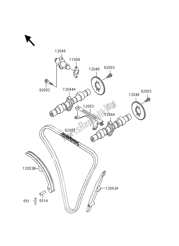 Tutte le parti per il Albero A Camme E Tenditore del Kawasaki GPZ 500S 1995