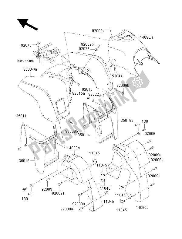 Wszystkie części do Przedni B? Otnik Kawasaki KVF 300 2000