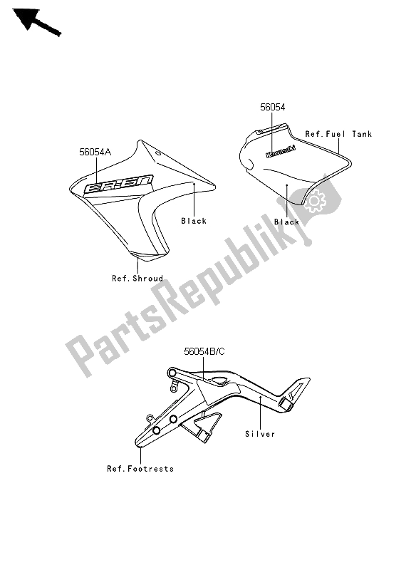 All parts for the Decals (black) of the Kawasaki ER 6N 650 2012