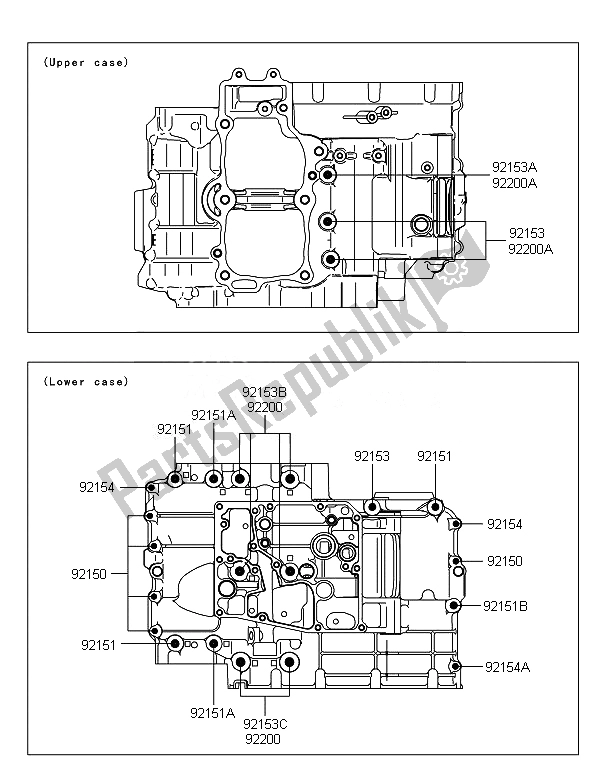 Wszystkie części do Wzór ? Rub Skrzyni Korbowej Kawasaki ER 6N ABS 650 2014