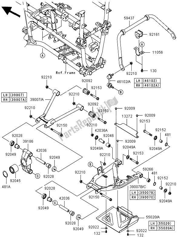 All parts for the Rear Suspension of the Kawasaki KVF 750 4X4 2012