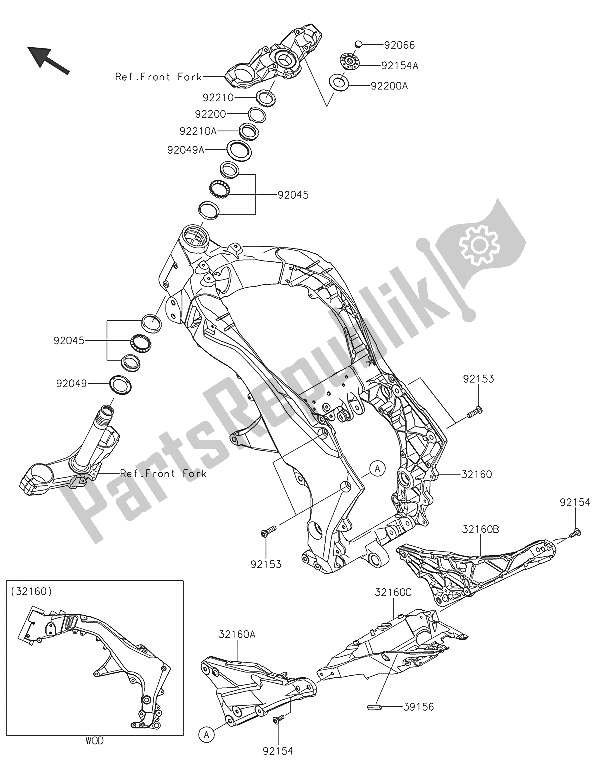 All parts for the Frame of the Kawasaki Z 1000 ABS 2016