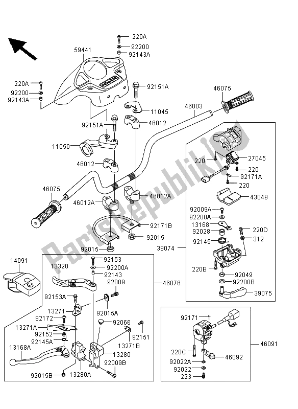 All parts for the Handlebar of the Kawasaki KVF 360 4X4 2011