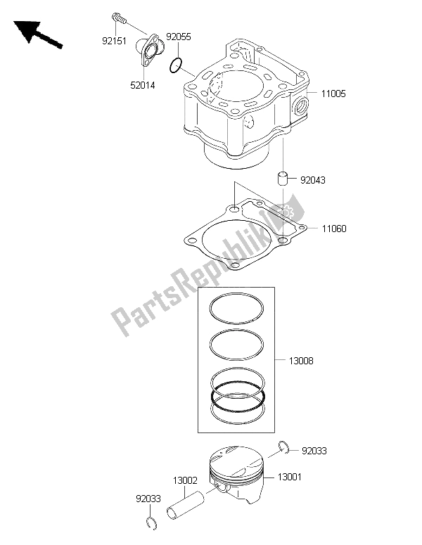 Tutte le parti per il Cilindro E Pistone del Kawasaki KLX 250 2015