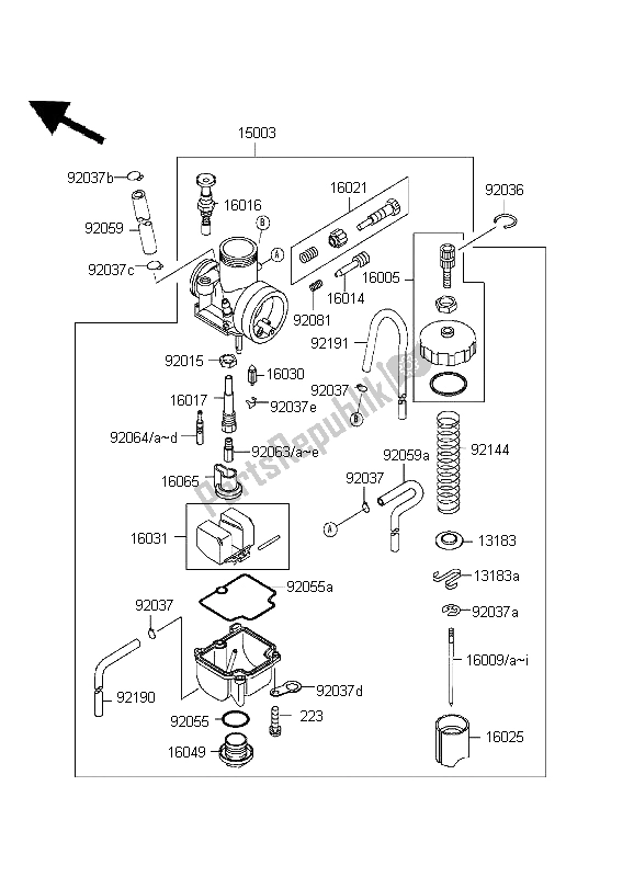 Toutes les pièces pour le Carburateur du Kawasaki KX 80 SW LW 1999