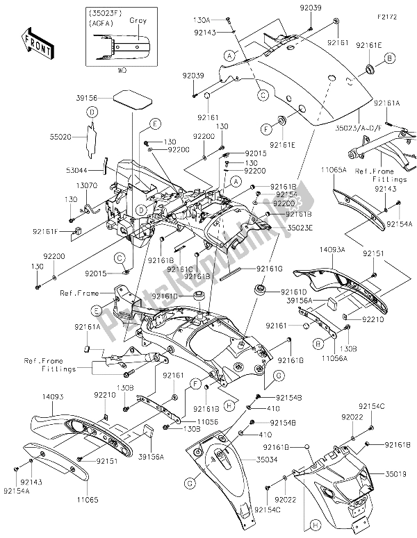 All parts for the Rear Fender(s) of the Kawasaki Vulcan S 650 2015
