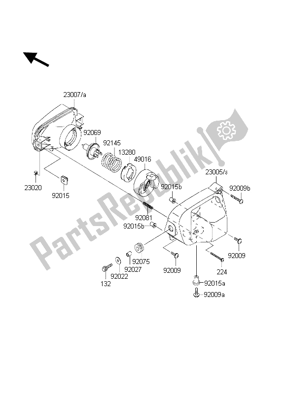 All parts for the Headlight of the Kawasaki KVF 650 Prairie 2002