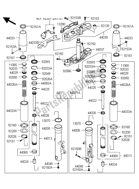 Wszystkie części do Przedni Widelec Kawasaki VN 1700 Classic ABS 2012