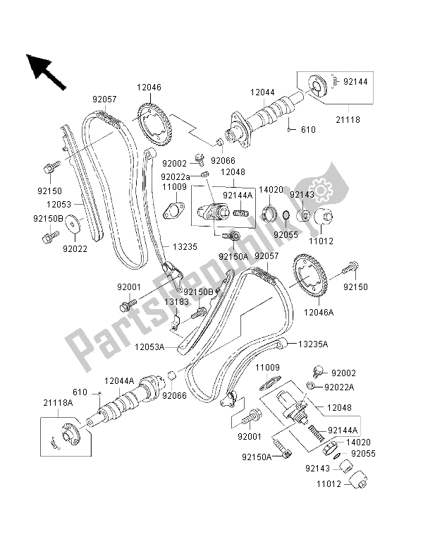 Alle onderdelen voor de Nokkenas En Spanner van de Kawasaki VN 1500 Drifter 2000