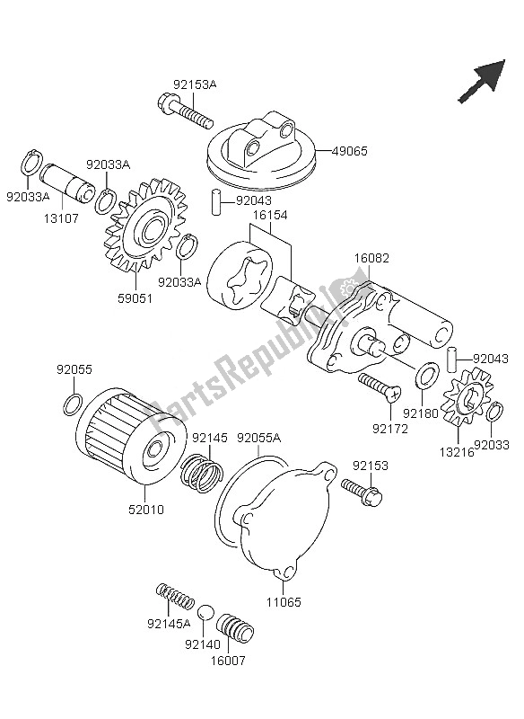 All parts for the Oil Pump of the Kawasaki KFX 400 2005