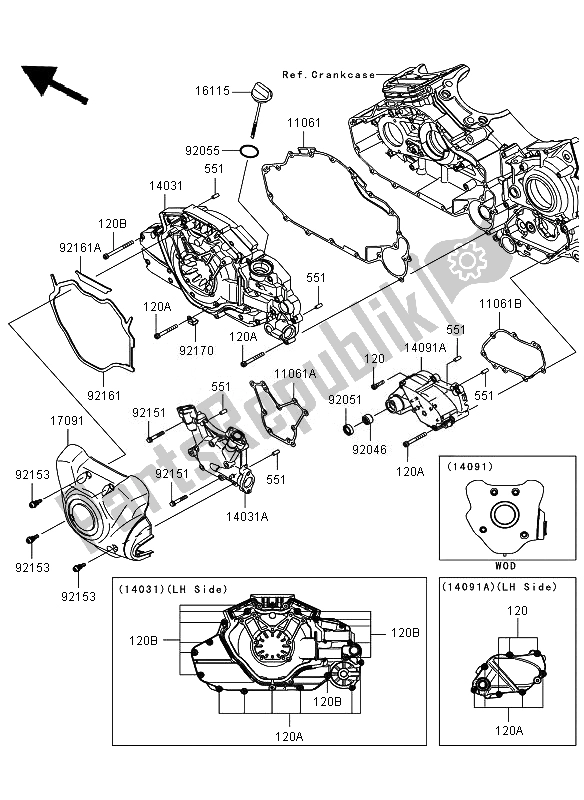 All parts for the Left Engine Covers of the Kawasaki VN 1700 Voyager ABS 2010