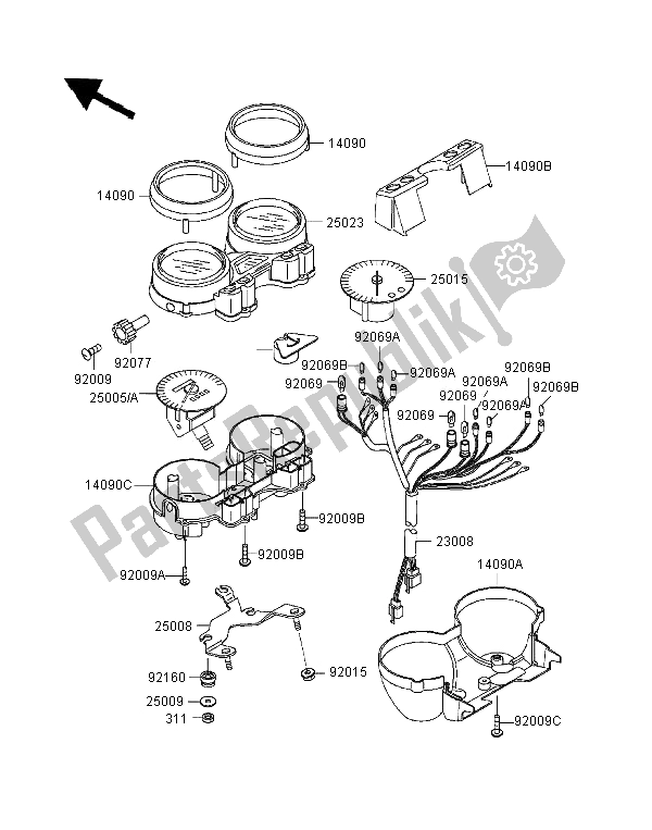 All parts for the Meter of the Kawasaki ER 5 500 1997