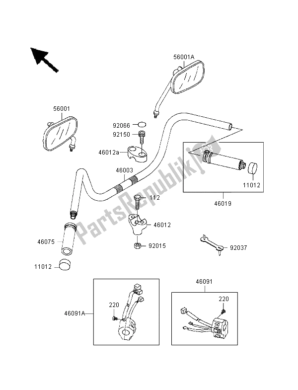 Todas las partes para Manillar de Kawasaki VN 1500 Classic Tourer FI 2000