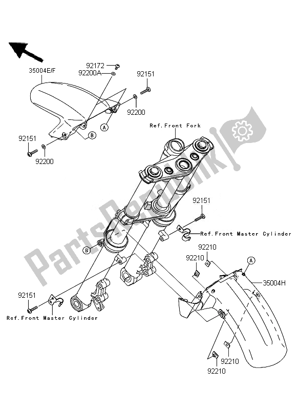 All parts for the Front Fender of the Kawasaki ER 6F 650 2011