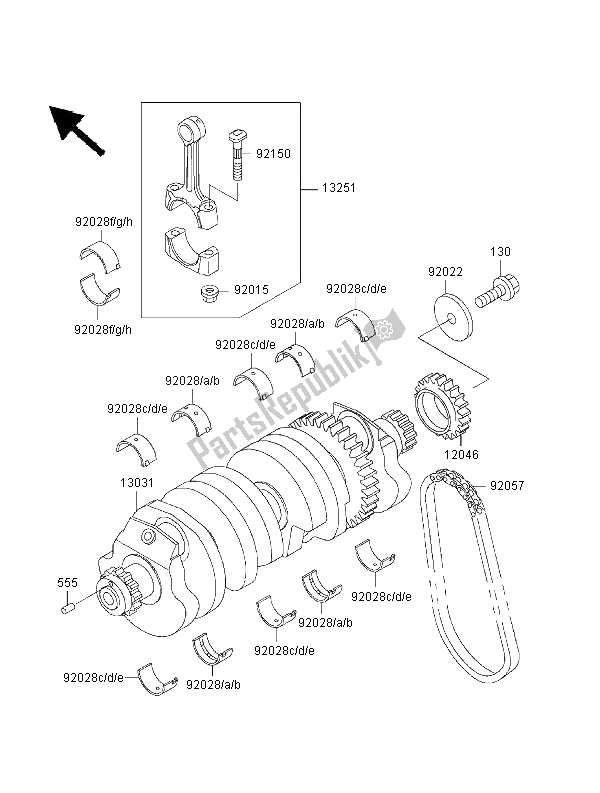 All parts for the Crankshaft of the Kawasaki ZRX 1100 2000