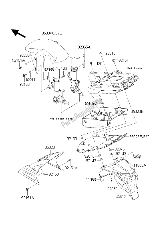 All parts for the Fenders of the Kawasaki Ninja ZX 6R 600 2004