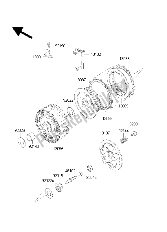 All parts for the Clutch of the Kawasaki KLR 650 2001