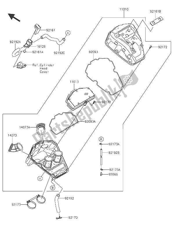 All parts for the Air Cleaner of the Kawasaki Vulcan S 650 2016