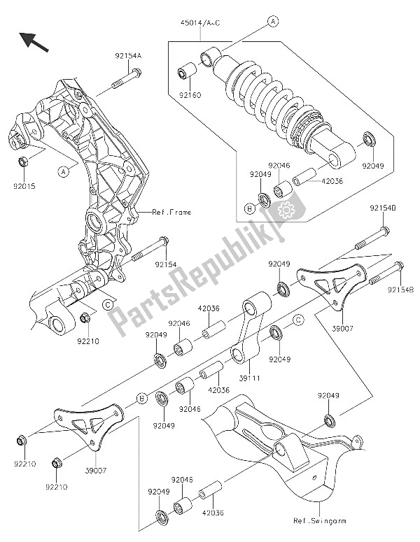 All parts for the Suspension & Shock Absorber of the Kawasaki Z 1000 ABS 2016