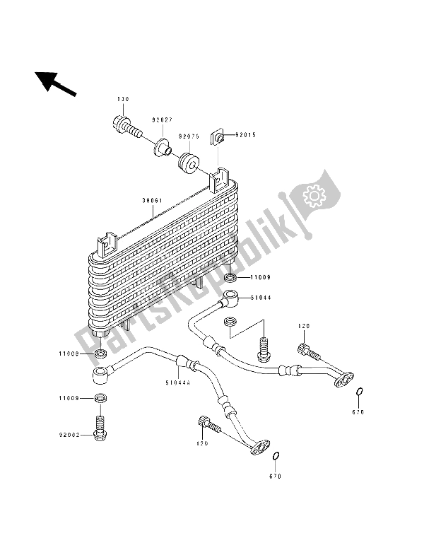 Tutte le parti per il Radiatore Dell'olio del Kawasaki ZZ R 600 1992