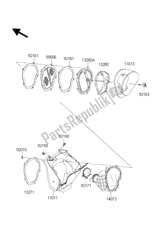 Alle onderdelen voor de Luchtfilter van de Kawasaki KX 250F 2004