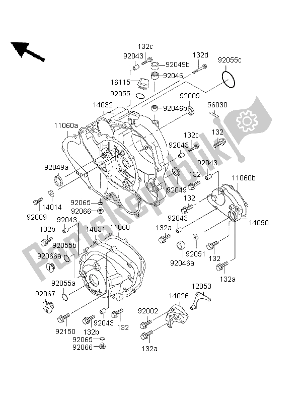 All parts for the Engine Cover of the Kawasaki KLX 650R 1999