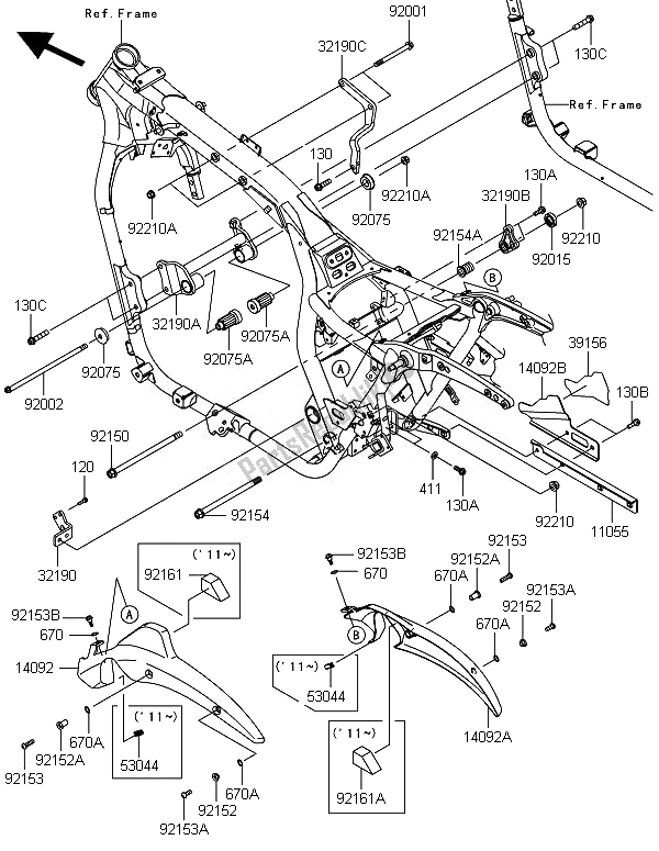 All parts for the Frame Fittings of the Kawasaki VN 1700 Classic ABS 2014