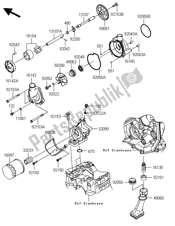 All parts for the Oil Pump of the Kawasaki Ninja ZX 6R 600 2014