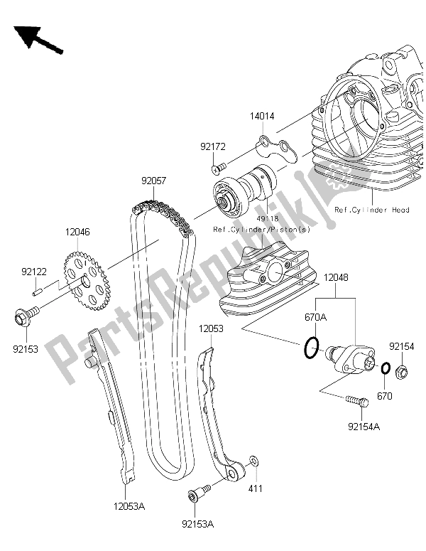 Tutte le parti per il Albero A Camme (s) E Tenditore del Kawasaki KLX 125 2015