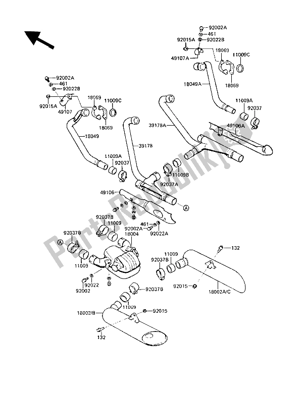 All parts for the Muffler(s) of the Kawasaki ZL 1000 1987