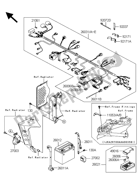 Alle onderdelen voor de Chassis Elektrische Apparatuur van de Kawasaki Z 1000 2003