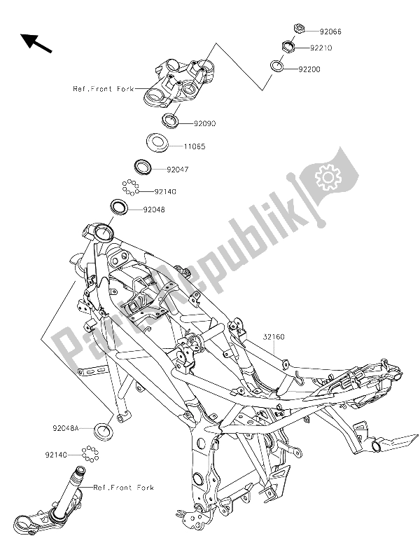 All parts for the Frame of the Kawasaki Z 250 SL 2015