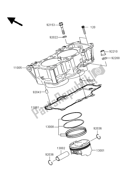 Tutte le parti per il Cilindro E Pistone del Kawasaki Versys ABS 650 2008