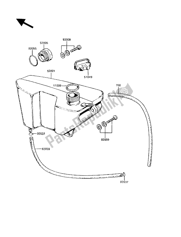 Tutte le parti per il Serbatoio Dell'olio del Kawasaki KE 100 1991