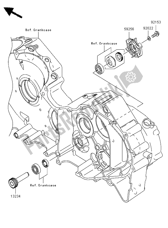 All parts for the Water Pump of the Kawasaki VN 2000 2006