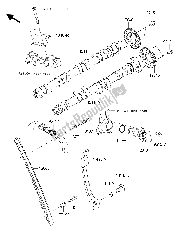 Tutte le parti per il Albero A Camme (s) E Tenditore del Kawasaki Z 1000 ABS 2015