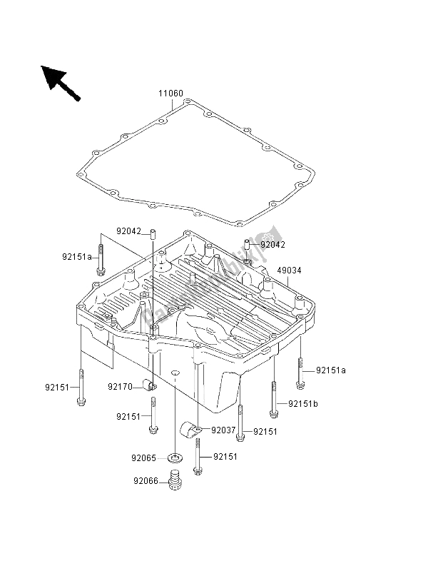 All parts for the Oil Pan of the Kawasaki Ninja ZX 12R 1200 2000